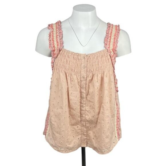 HOUSE OF HARLOW 1960 Effie Eyelet Tank Sz Small Boho Old Rose - Picture 2 of 6